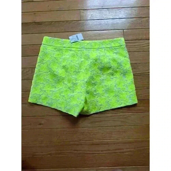 J.Crew Factory Women's Neon Yellow Floral Embroidered Chino Shorts Size 2 - Picture 8 of 8